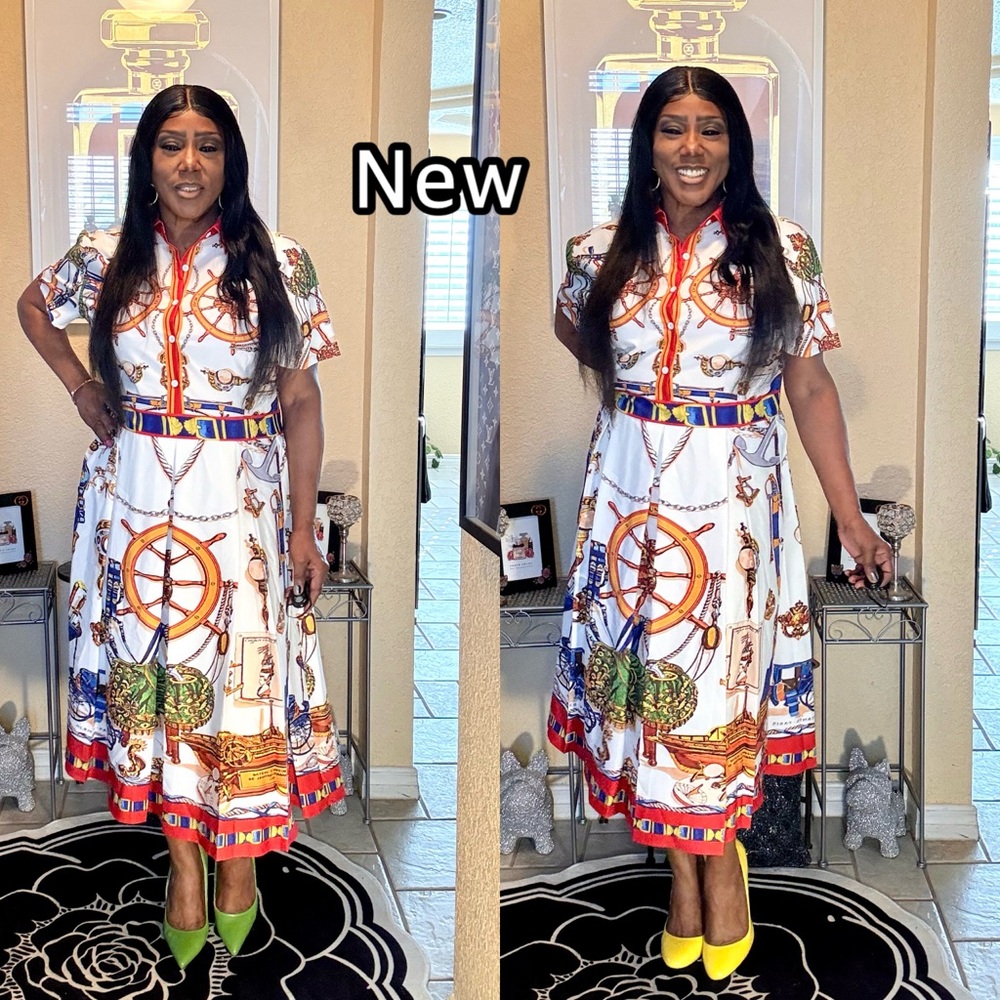 Colorful Nautical Print Midi Dress - Picture 12 of 16